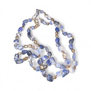 Coldwater Creek Blue Sodalite Nugget Necklace – 19” Silver-Tone Beads J14